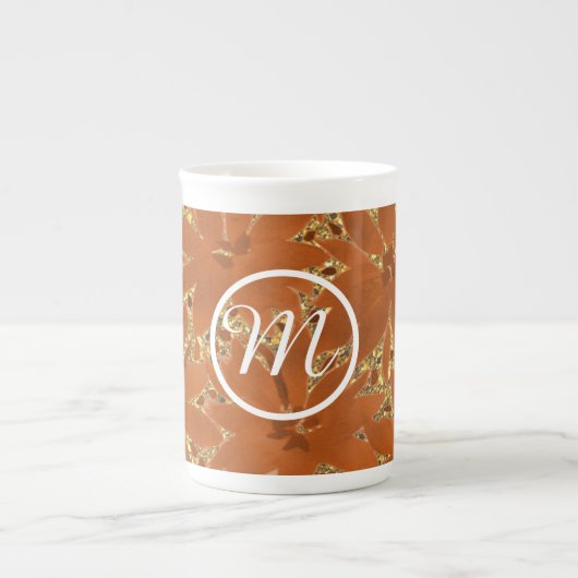 Speciaal monogrammcum Gold Sparkle-ontwerp Porselein Kop (Voorkant)