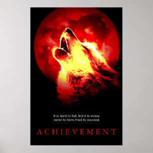 Speciaal Motivatie Poster Wolf & Red Fullmoon