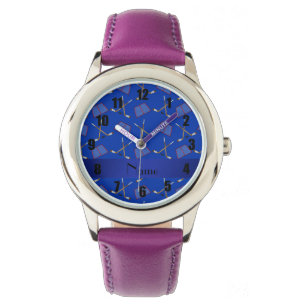 Speciaal naamblauwe hockeypatroon horloge