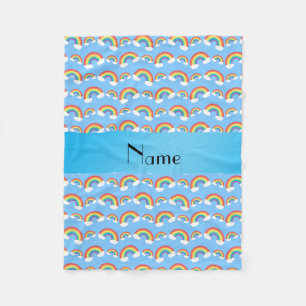 Speciaal naampastelblauw regenbogen patroon fleece deken