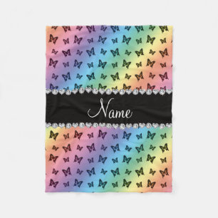 Speciaal naampatroon regenboogvlinder fleece deken