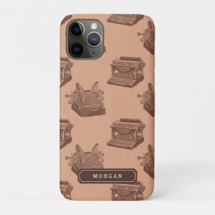 Speciaal naampatroon  schrijfmachine bruin iPhone 11 pro hoesje