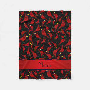 Speciaal naampatroon zwarte kardinalen fleece deken
