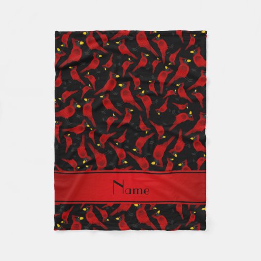 Speciaal naampatroon zwarte kardinalen fleece deken (Voorkant)