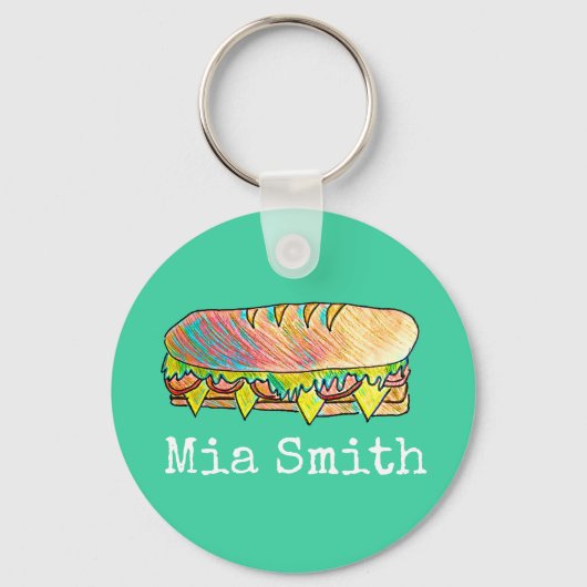 Speciaal naamsubsandwich schattig sleutelhanger (Voorkant)