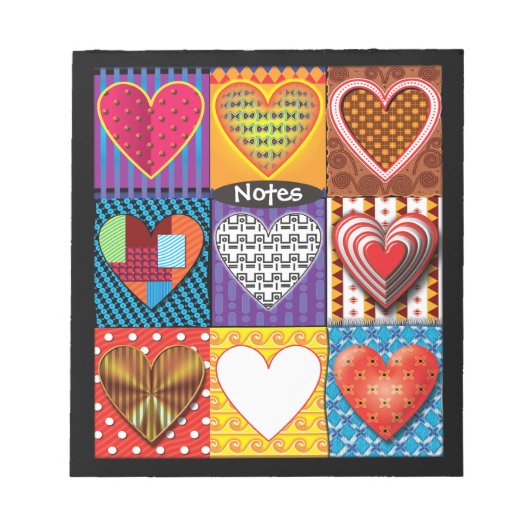 Speciaal Notitieblok patchwork — Hearts design (Voorkant)