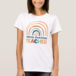 Speciaal onderwijs leraar retro kleuren boho rainb t-shirt