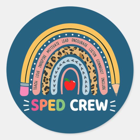Speciaal onderwijzend leraar Sped Crew Boho Rainbo Ronde Sticker (Voorkant)