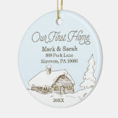 Speciaal ons eerste thuisadres kerstmis keramisch ornament (Links)