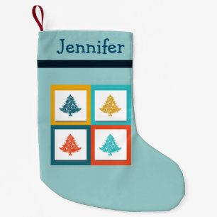 Speciaal ontwerp met vier kerstbomen voor de retro kleine kerstsok