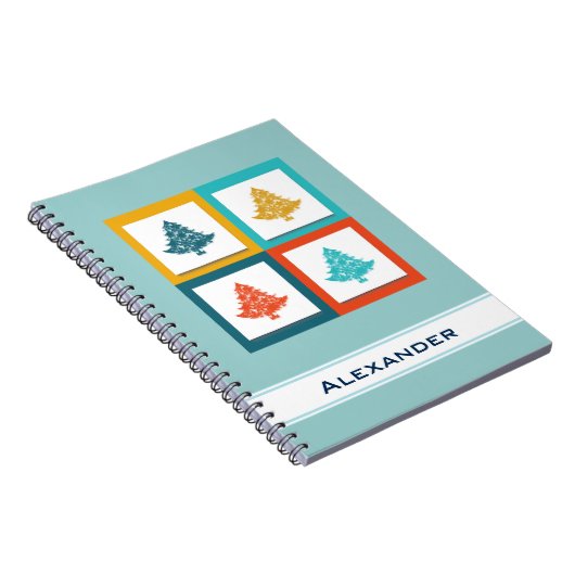 Speciaal ontwerp met vier kerstbomen voor de retro notitieboek (Rechterzijde)
