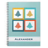 Speciaal ontwerp met vier kerstbomen voor de retro notitieboek (Voorkant)