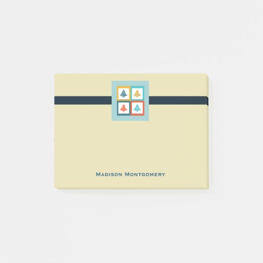Speciaal ontwerp met vier kerstbomen voor de retro post-it® notes (Voorkant)
