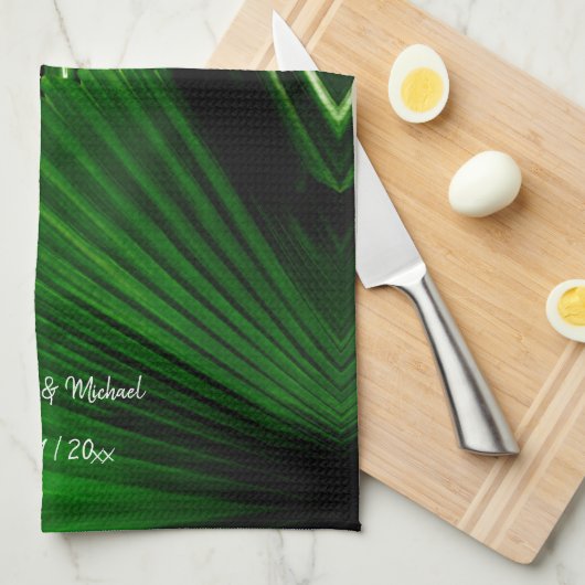 Speciaal ontwerp van Abstract Oerwoud met lederen  Theedoek (Quarter Fold)
