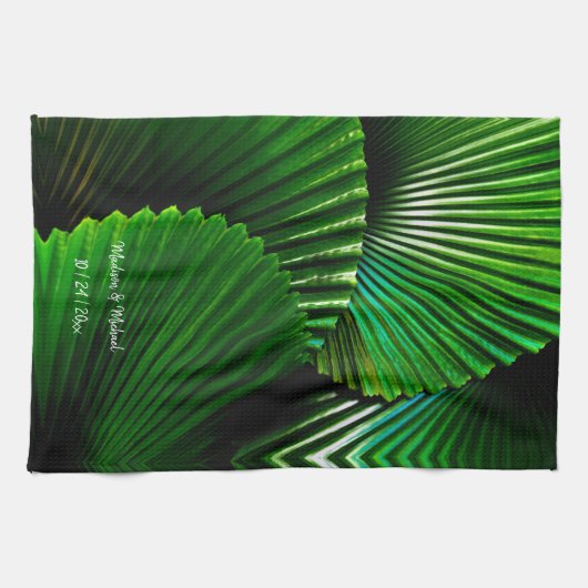 Speciaal ontwerp van Abstract Oerwoud met lederen  Theedoek (Horizontaal)