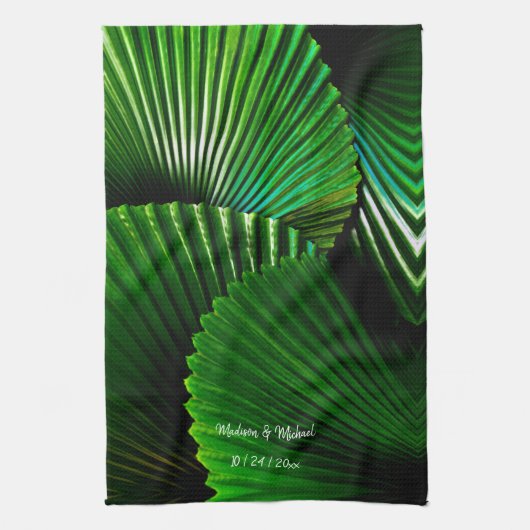 Speciaal ontwerp van Abstract Oerwoud met lederen  Theedoek (Verticaal)