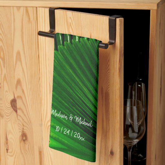 Speciaal ontwerp van Abstract Oerwoud met lederen  Theedoek (Derde Gevouwen)