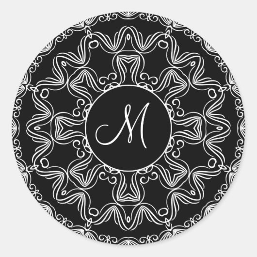 Speciaal ontwerp van decoratief monogram ronde sticker (Voorkant)