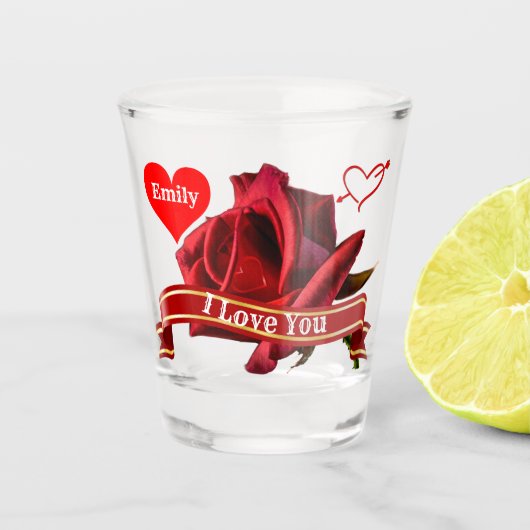 Speciaal ontwerp van het Roos van de Valentijn Shot Glas (Voorkant)