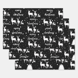 Speciaal ontworpen voor deer & Star Pattern Black Inpakpapier Vel