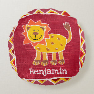 Speciaal op maat gemaakte lioncollage Print Cushio Rond Kussen