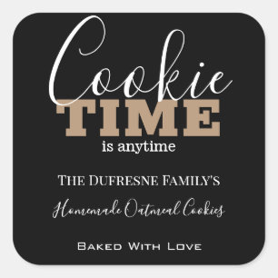 Speciaal op maat gesneden "Cookie Time"-etiket voo Vierkante Sticker