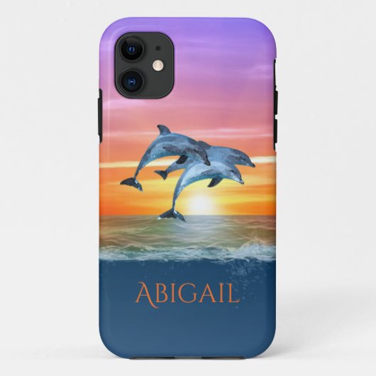 Speciaal op maat gesneden trillende zonnedolfijnen Case-Mate iPhone case (Achterkant)