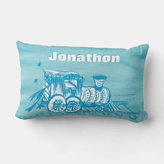 Speciaal op touw gezet "Blue Choo Choo Train" van Kussen (Achterkant)