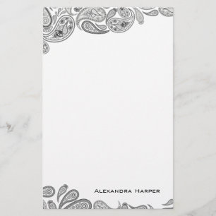 Speciaal op zwart en grijs Paisley afgestemde schr Briefpapier