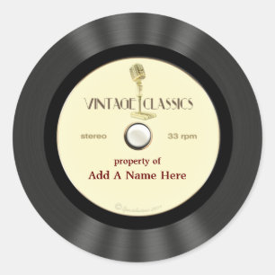 Speciaal opgenomen -microfoonvinylplaat ronde sticker