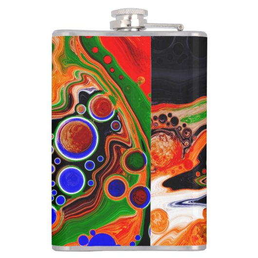 Speciaal Oranje, blauw, groen, zwart, vloeiend Heupfles (Achterkant)