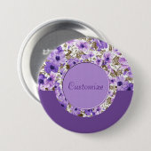 Speciaal Paars en wit Floral Round Button 2 (Voorkant /achterkant)