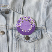 Speciaal Paars en wit Floral Round Button 2 (In situ)