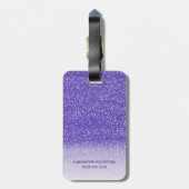 Speciaal Paars glitter-monogram Bagagelabel (Achterkant verticaal)