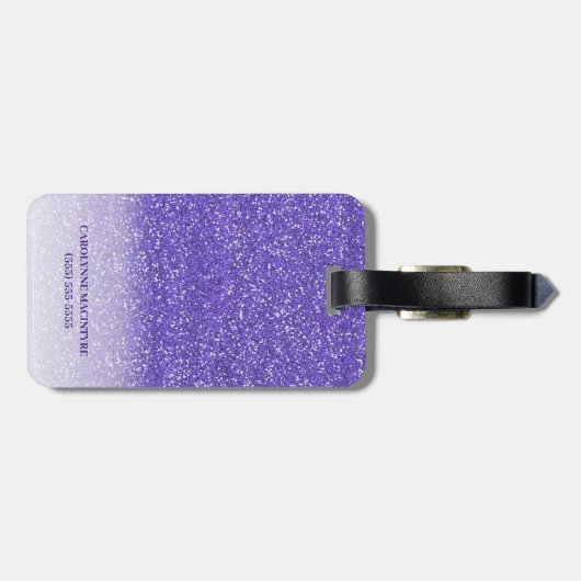 Speciaal Paars glitter-monogram Bagagelabel (Achterkant horizontaal)