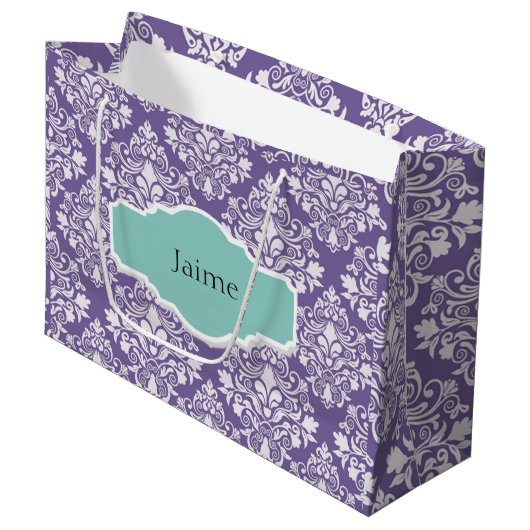 Speciaal Paarse Damask Gift Bag Groot Cadeauzakje (Voorkant Gekanteld)