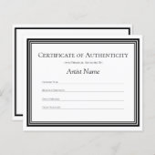 Speciaal papieren authenticiteitscertificaat (Voorkant / Achterkant)