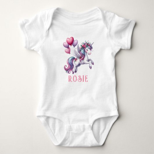 Speciaal pasteisteuze regenboogUnicorn-Baby-pak Romper (Voorkant)