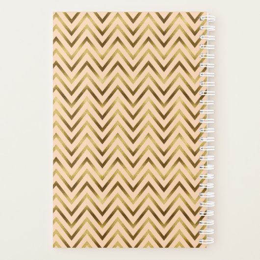Speciaal peach en Gold Chevron Stripe Planner (Achterkant)