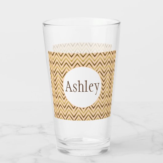 Speciaal peach & Gold Chevron Stripe Glas (Achterkant)