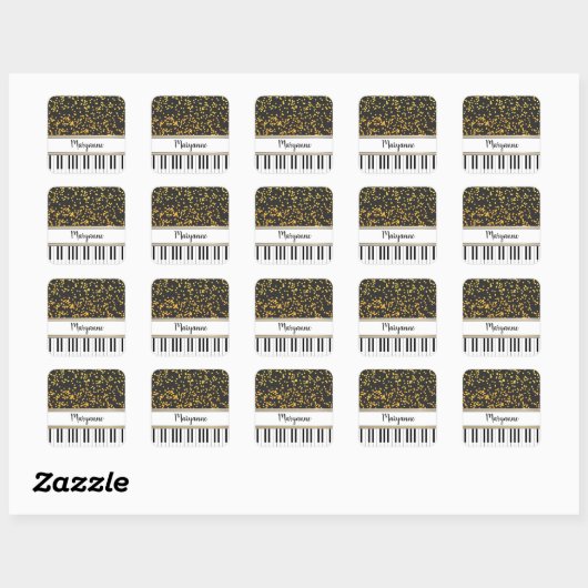 Speciaal Piano Keys Gold Polka Dots Pattern Vierkante Sticker (Vel)