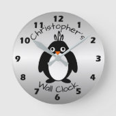 Speciaal pinguïn-ontwerp ronde klok (Voorkant)