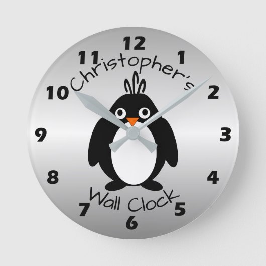 Speciaal pinguïn-ontwerp ronde klok (Voorkant)