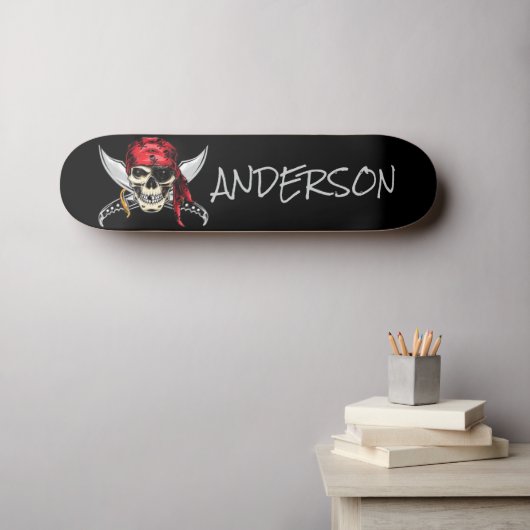 Speciaal piraat schedel skateboard (Muurkunst (Horizontaal))