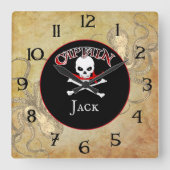 Speciaal piraatkapitein vierkante klok (Voorkant)