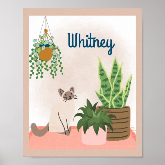 Speciaal Plant en Kat Lover Wall Art Poster (Voorkant)