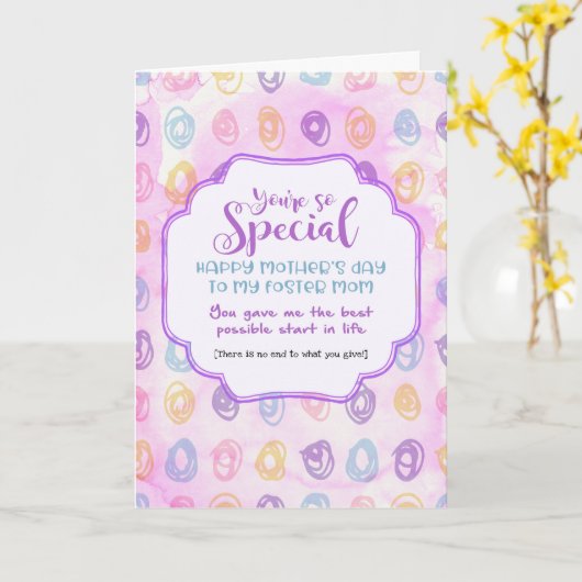 Speciaal pleegmoeder - Moederdag Kaart (Gele Bloem)