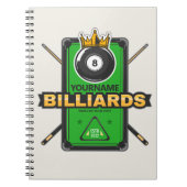 Speciaal Pool Hall NAME 8 Ball Crown Billiards Notitieboek (Voorkant)