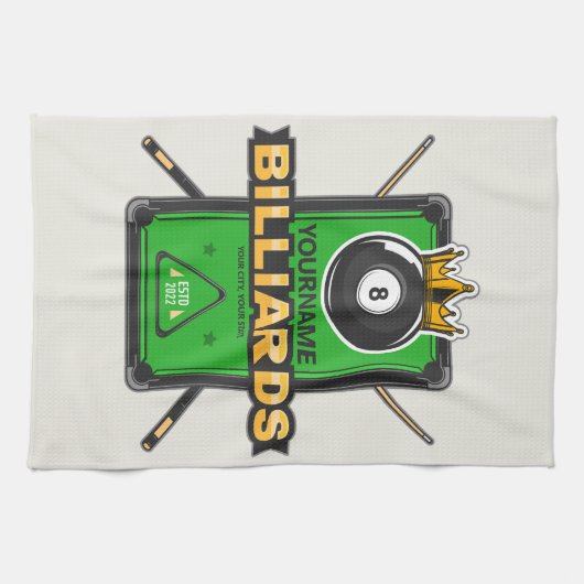 Speciaal Pool Hall NAME 8 Ball Crown Billiards Theedoek (Horizontaal)