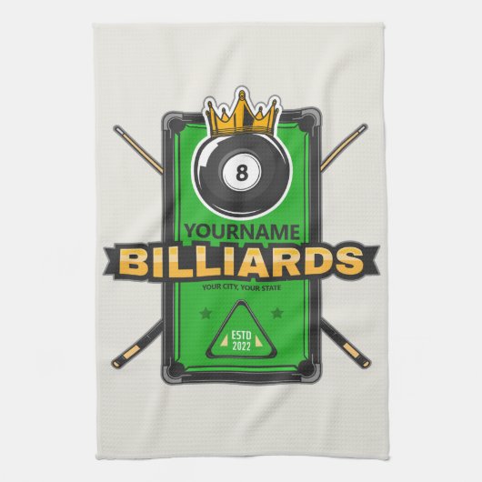 Speciaal Pool Hall NAME 8 Ball Crown Billiards Theedoek (Verticaal)
